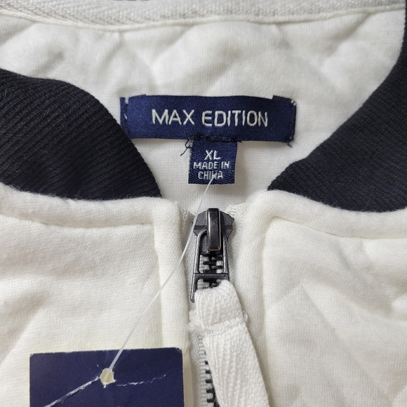 Max Edition Jacket Women Size XL White Gray Black Pockets Quilted Full Zip New - Picture 6 of 12